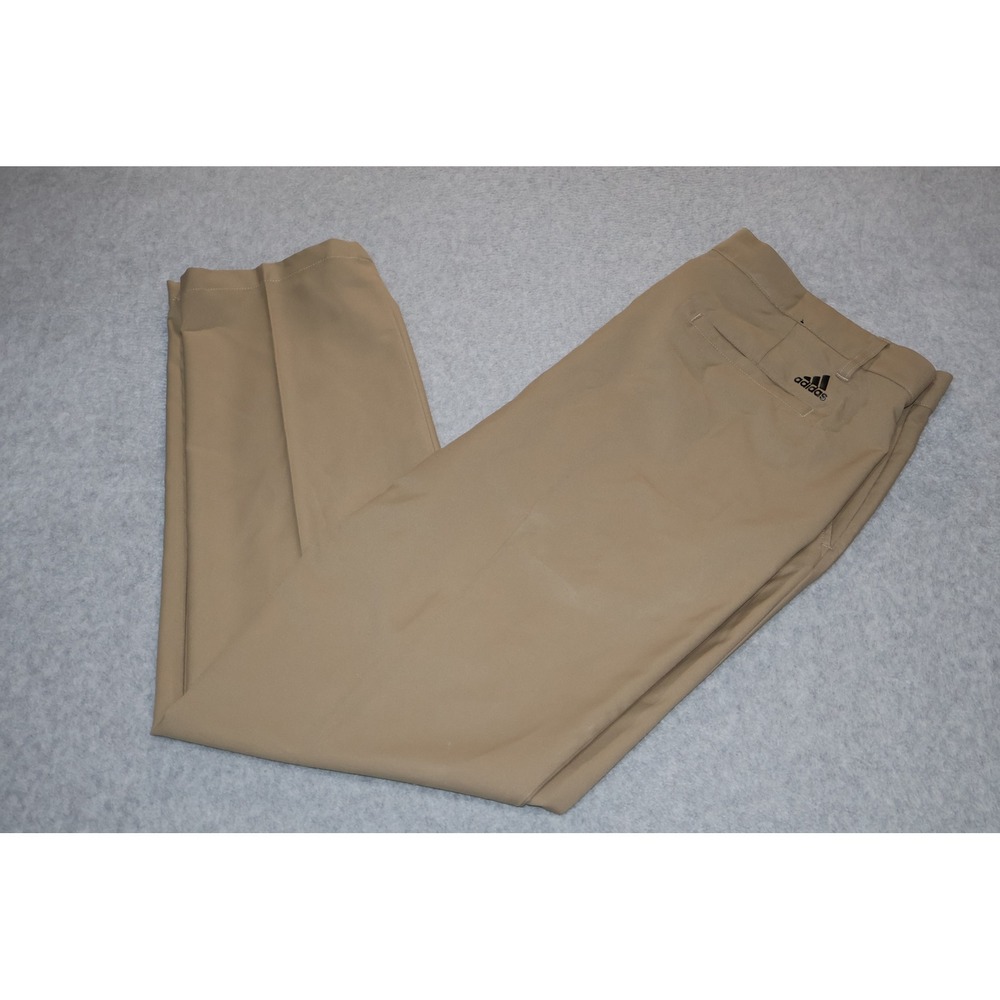 Adidas Golf Pants Mens 38x34 Travel Khaki Tan Performance Recycled Polyester